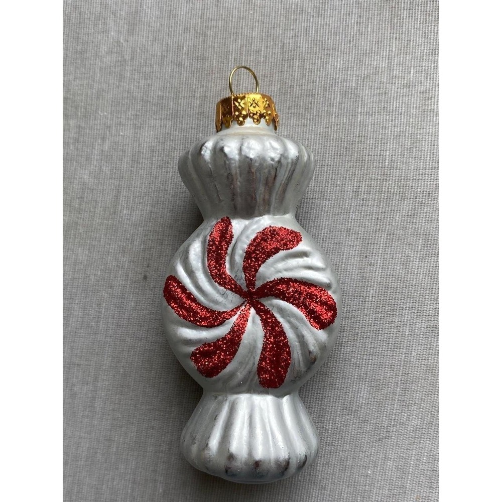 C & D Blown Glass Ornament Small 3.5" Peppermint Candy Holiday Figure sku25